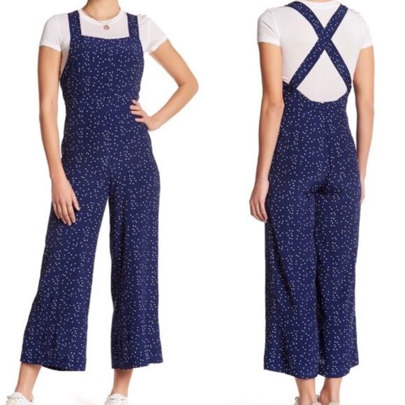 Rolla's Blue White Polka Dot Starry Night Jumpsuit Criss Cross Back NWT Medium - Picture 2 of 15